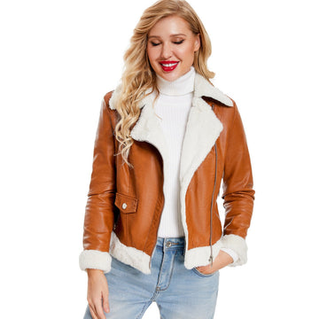 Fleece Lined Thick Warm Leather Jacket - SunsetFashionLA
